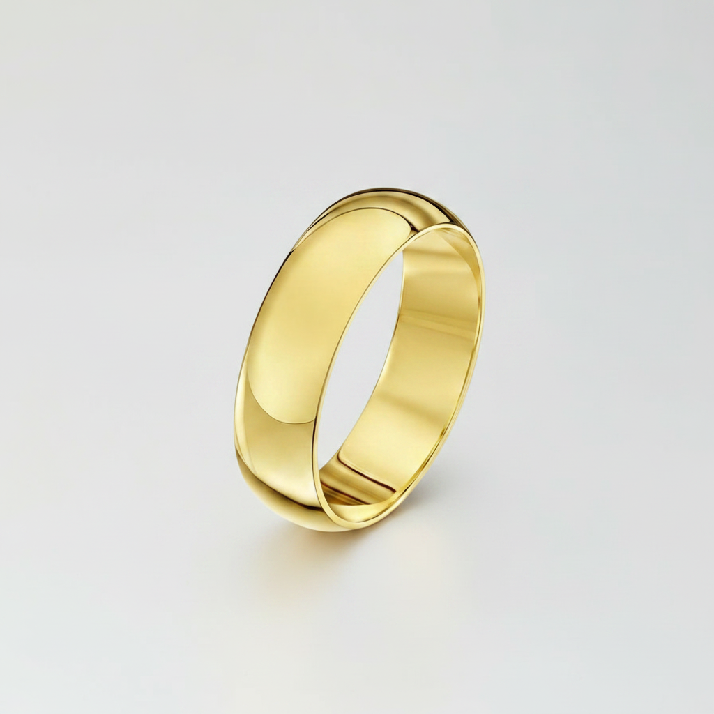 9ct Yellow Gold Extra Heavy D Shape 5mm Wedding Ring