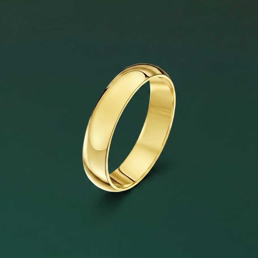 9ct Yellow Gold Extra Heavy D Shape 4mm Wedding Ring