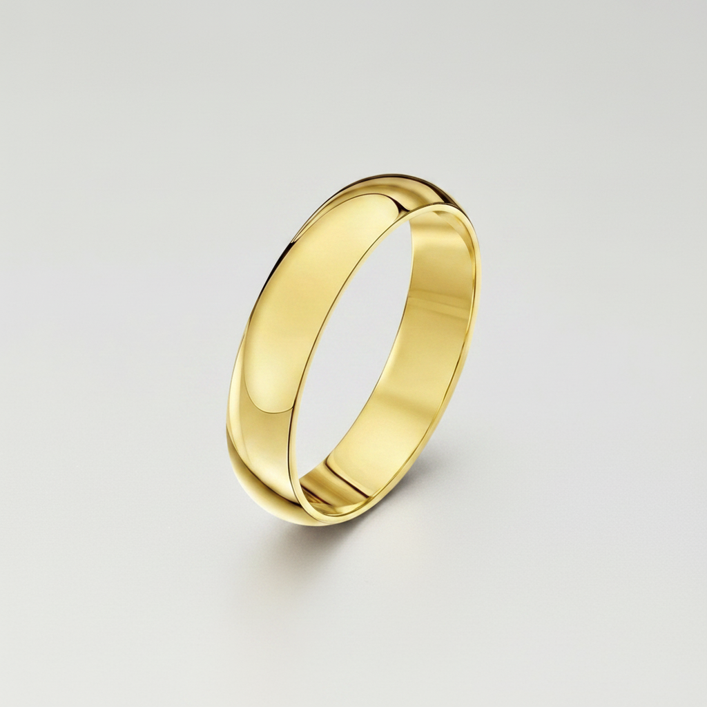 9ct Yellow Gold Extra Heavy D Shape 4mm Wedding Ring