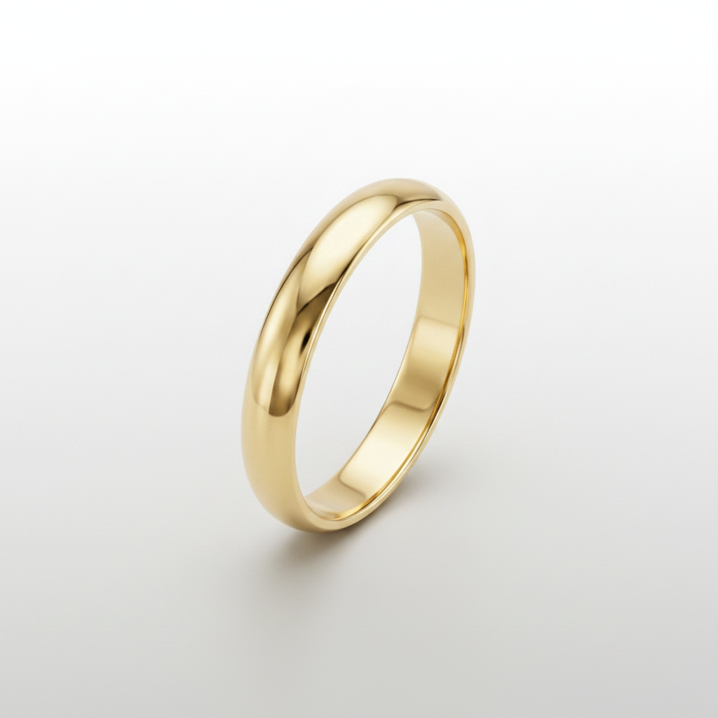 9ct Yellow Gold Extra Heavy D Shape 3mm Wedding Ring