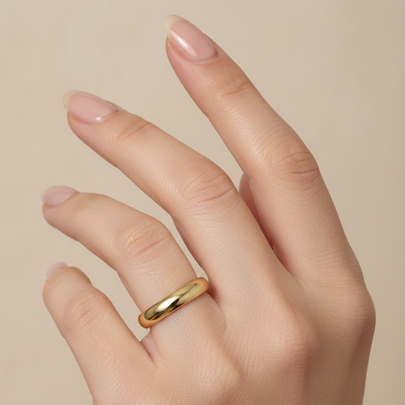 9ct Yellow Gold Extra Heavy D Shape 3mm Wedding Ring