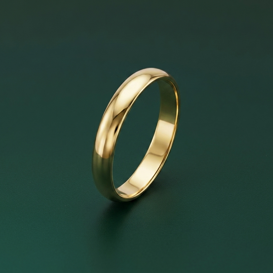 9ct Yellow Gold Extra Heavy D Shape 3mm Wedding Ring