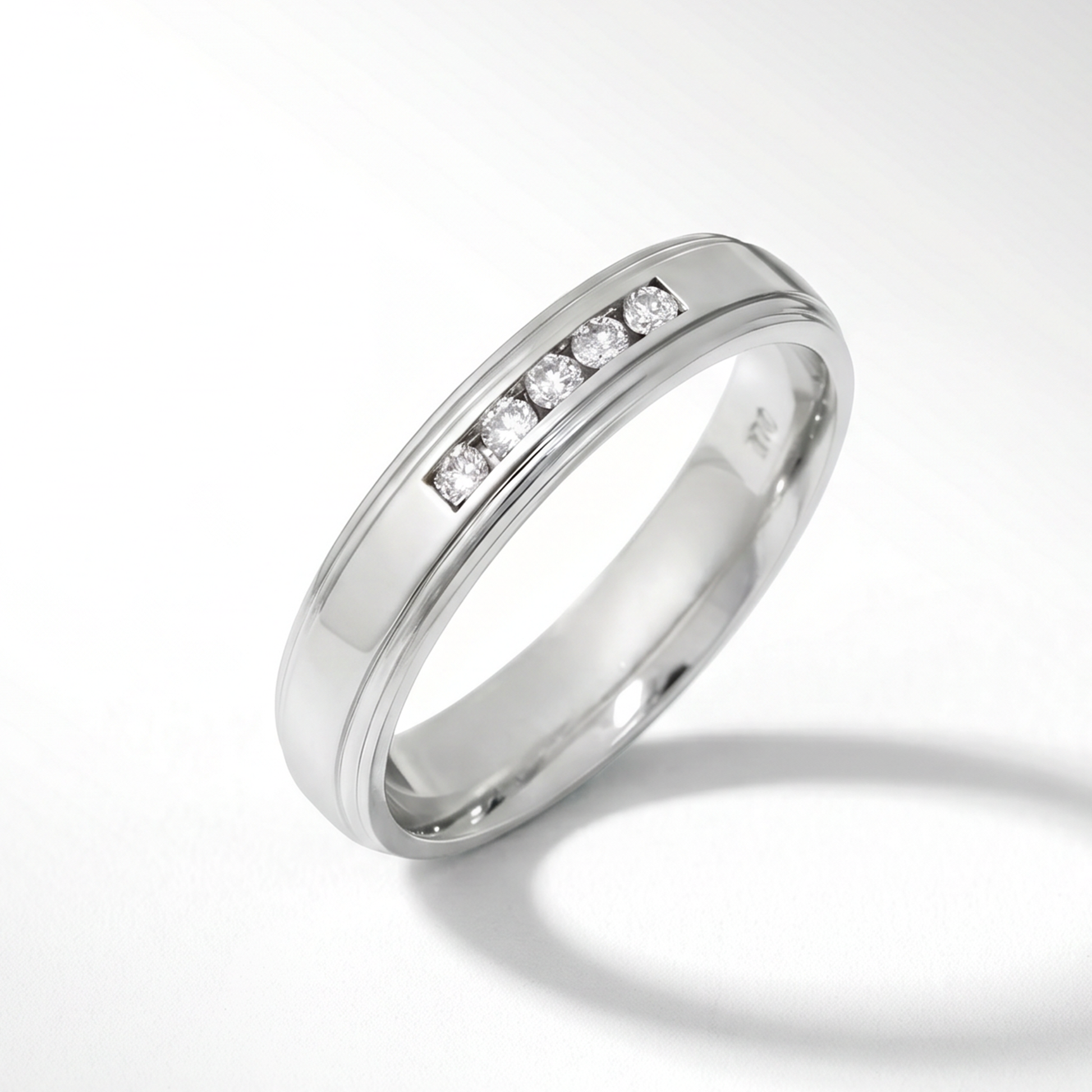9ct White Gold 0.10 carat Diamond Polished 4mm Wedding Ring