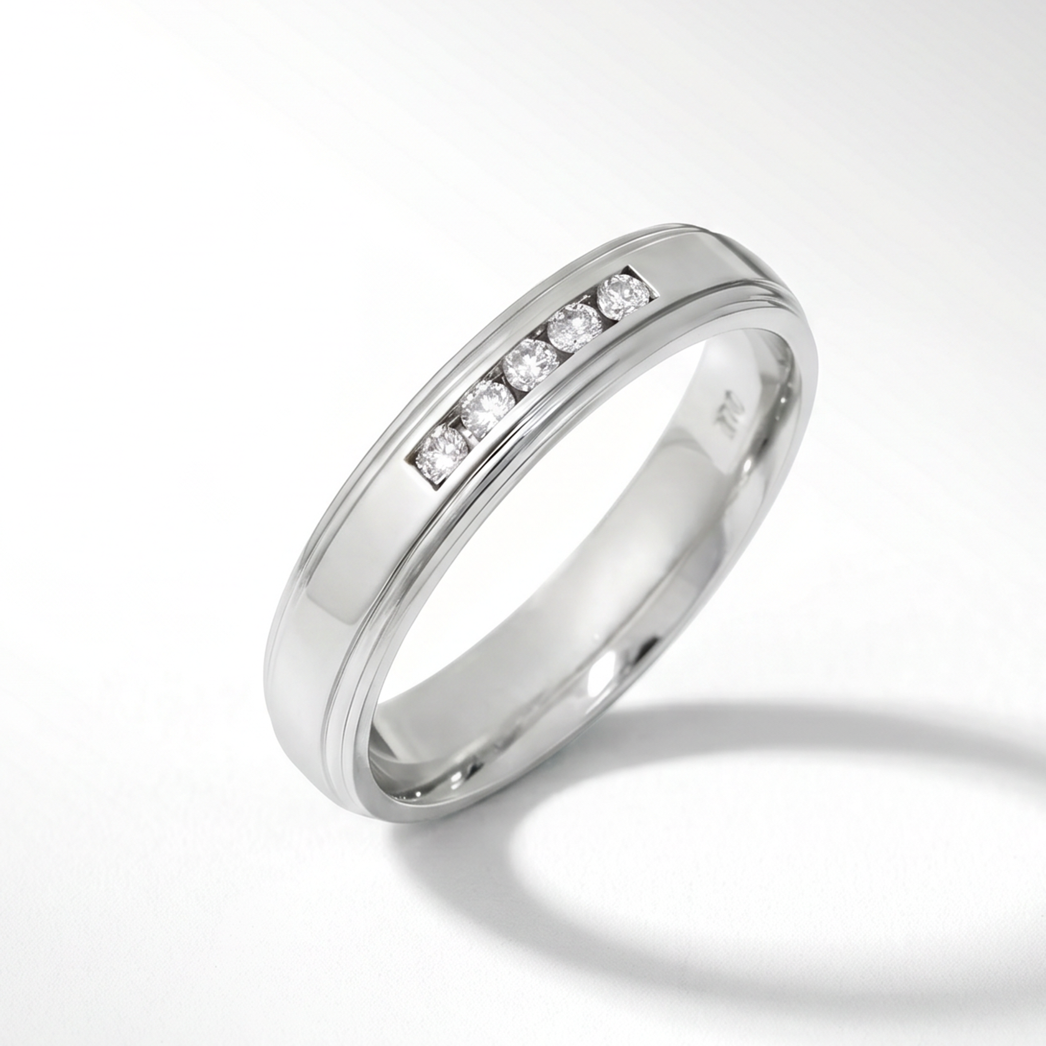 9ct White Gold 0.10 carat Diamond Polished 4mm Wedding Ring